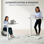FLEXISPOT H7 Adjustable Overbed Bedside Table with Wheels Pneumatic Mobile Standing Desk Laptop Desk Rolling Computer Cart Movable Overbed Table Hospital Home Use(27.6" W x 15.7" D, White)