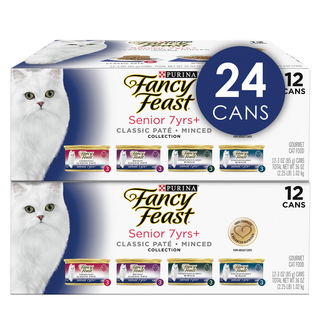Purina Fancy Feast Senior 7+ Wet Cat Food Variety Pack, 3 oz, 24-Pack