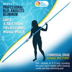 U.S. Pool Supply 12 Foot Swimming Pool Pole Telescopic - Aluminum Pool Skimmer Pole Net, Rake, Brush, Vacuum Head Handle, Attach Cleaning Equipment Accessories, Adjustable 3 Piece Expandable Extension
