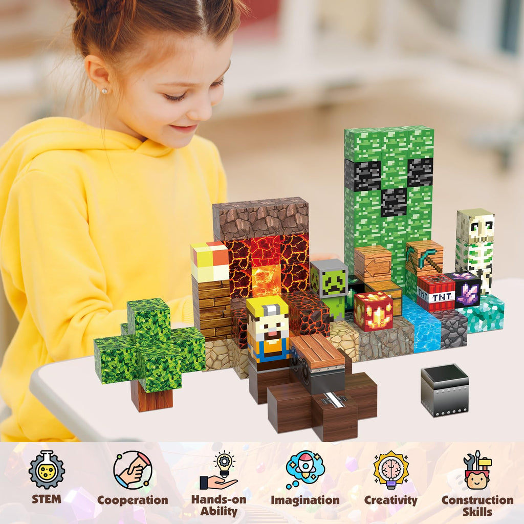 Magnetic Building Blocks Set, 100pcs Magnetic Blocks STEM Construction Toys