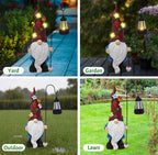 Outdoor Garden Gnome Statue with Solar Lantern Light Resin Yard Decor Patio Lawn Pathway Figurine Holiday Decoration Gnome Gift for Women Mom