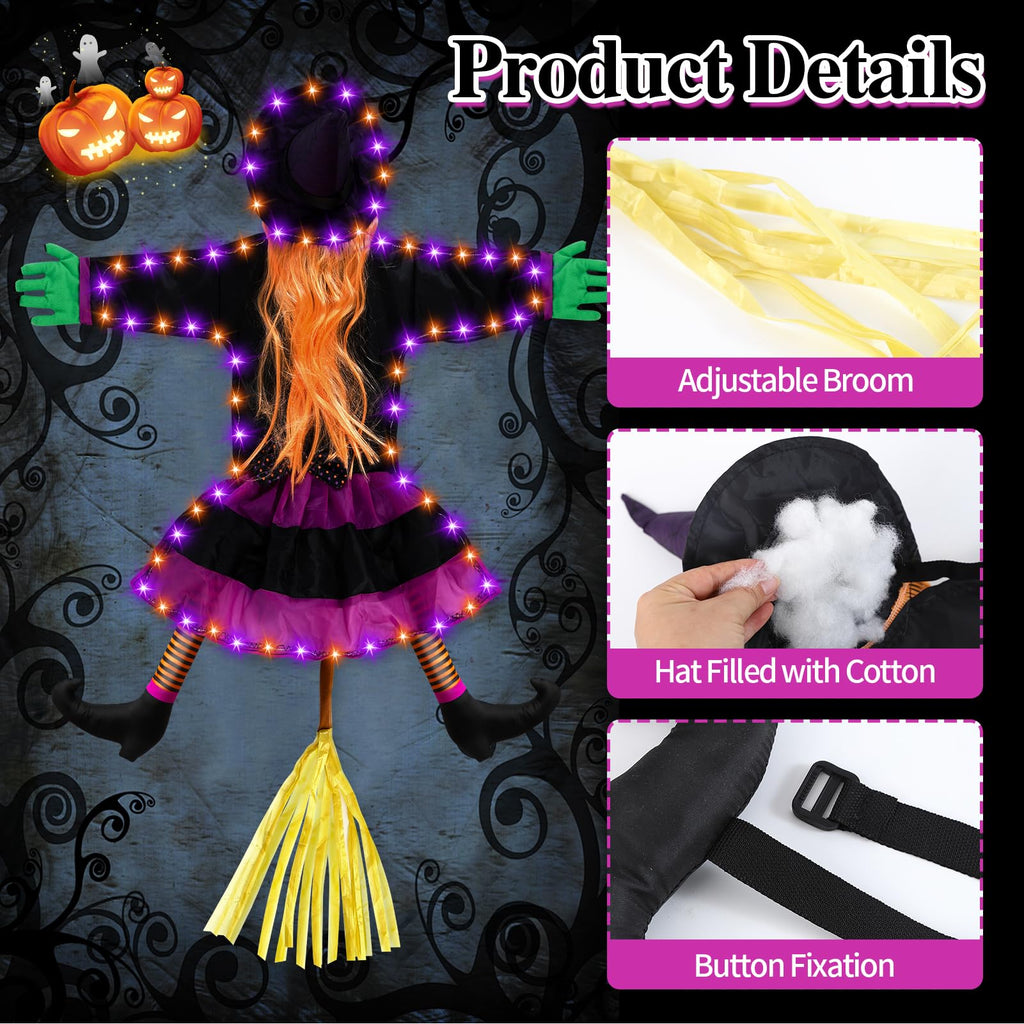 ILLUMINEW Halloween Decorations Outdoor, Solar Witch, Orange Purple