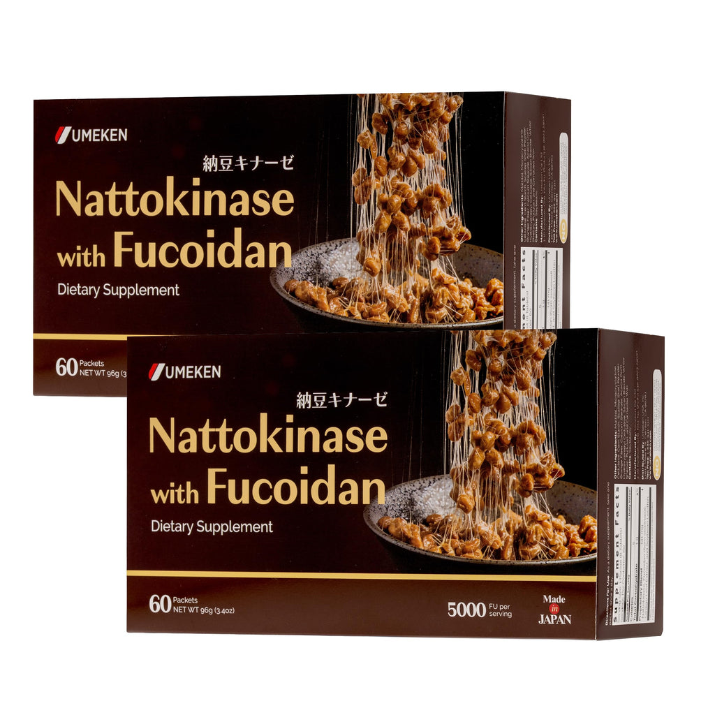 Umeken Nattokinase Plus Fucoidan, Nattokinase Supplement, 5000FU Natto, Odor Free, Easy to Take, Okinawan Fucoidan, Japanese Supplement, 60 Counts Pack of 2