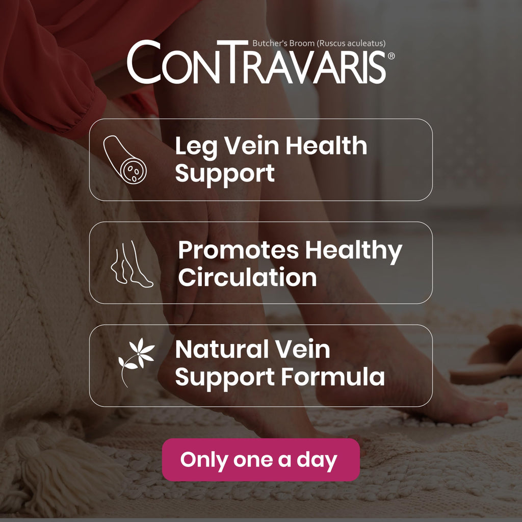 CONTRAVARIS Promotes Healthy Circulation & Leg Vein Support Supplement with Ruscus Aculeatus, Supports Leg Health - 60ct (Pack of 3)