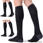 FITRELL 3 Pairs Compression Socks for Women and Men 20-30mmHg- Circulation and Muscle Support Socks for Travel, Running, Nurse, Knee High, Medical BLACK L/XL