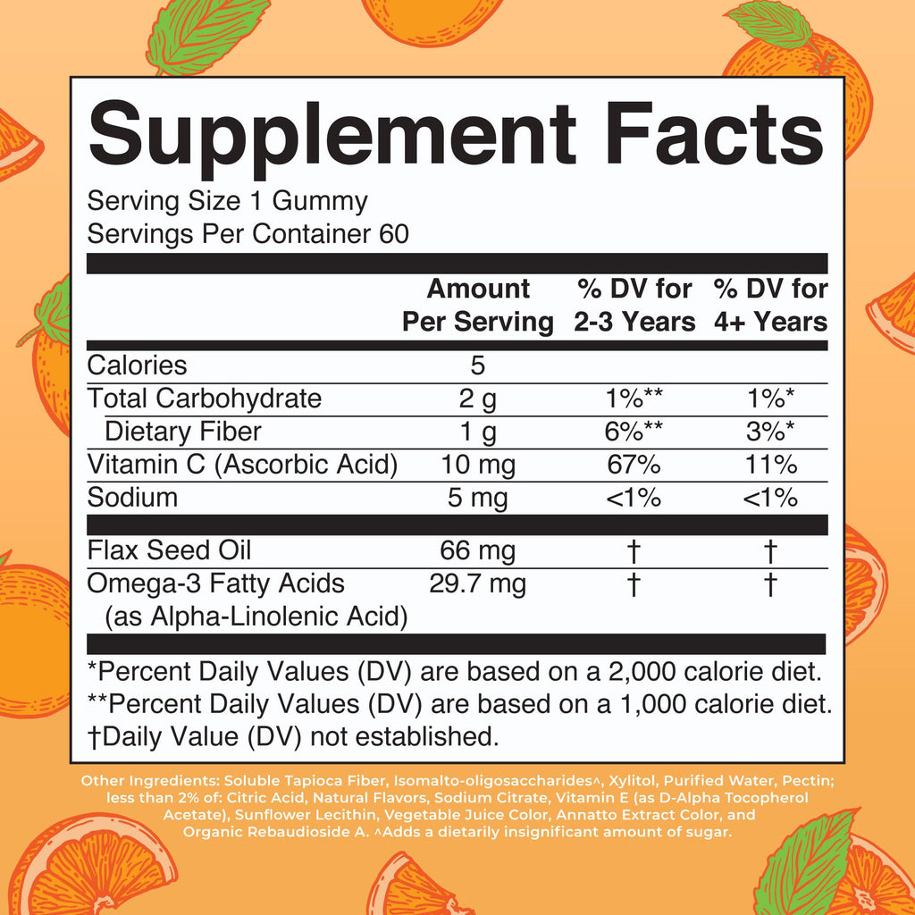 MaryRuth Organics Vegan Omega 3 Gummies for Kids 2+, 2 Month Supply, Sugar Free, Omega 3 Supplement with Vitamin C, Flaxseed Oil, Immune Support, Essential Nutrient ALA, No Fish Taste, 60 Count