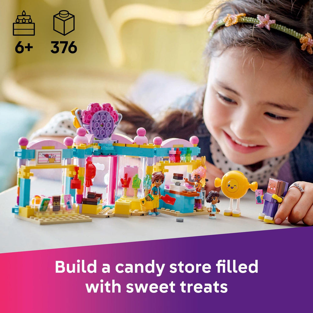 LEGO Friends Heartlake City Candy Store Building Toy - Pretend Play Set for Kids, Girls and Boys, Ages 6+ - Gift for Birthdays - with 2 Minidolls, a Micro-Doll, and a Cat Figure - 42649