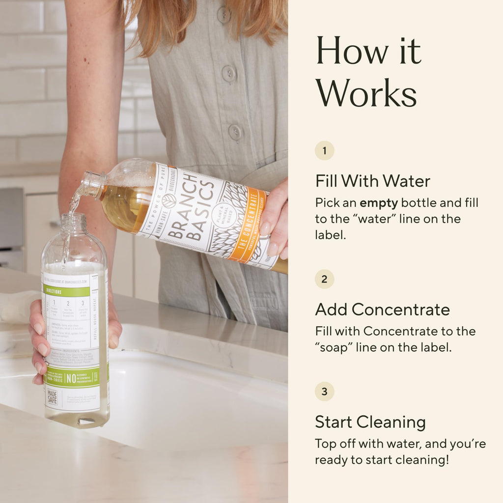 Branch Basics Ultimate Starter Kit: Natural All Purpose Cleaner, Glass, Bathroom, Foaming Hand Wash (4 Plastic Bottles + Concentrate + Oxygen Boost), Laundry Detergent, Plastic-Free Dishwasher Tablets
