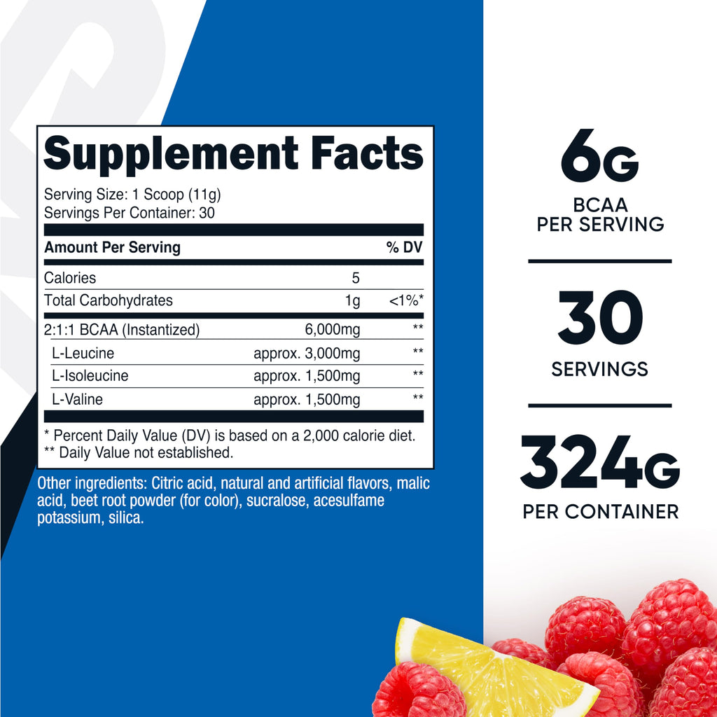 Nutricost BCAA Powder 2:1:1 (Raspberry Lemonade, 30 Servings)