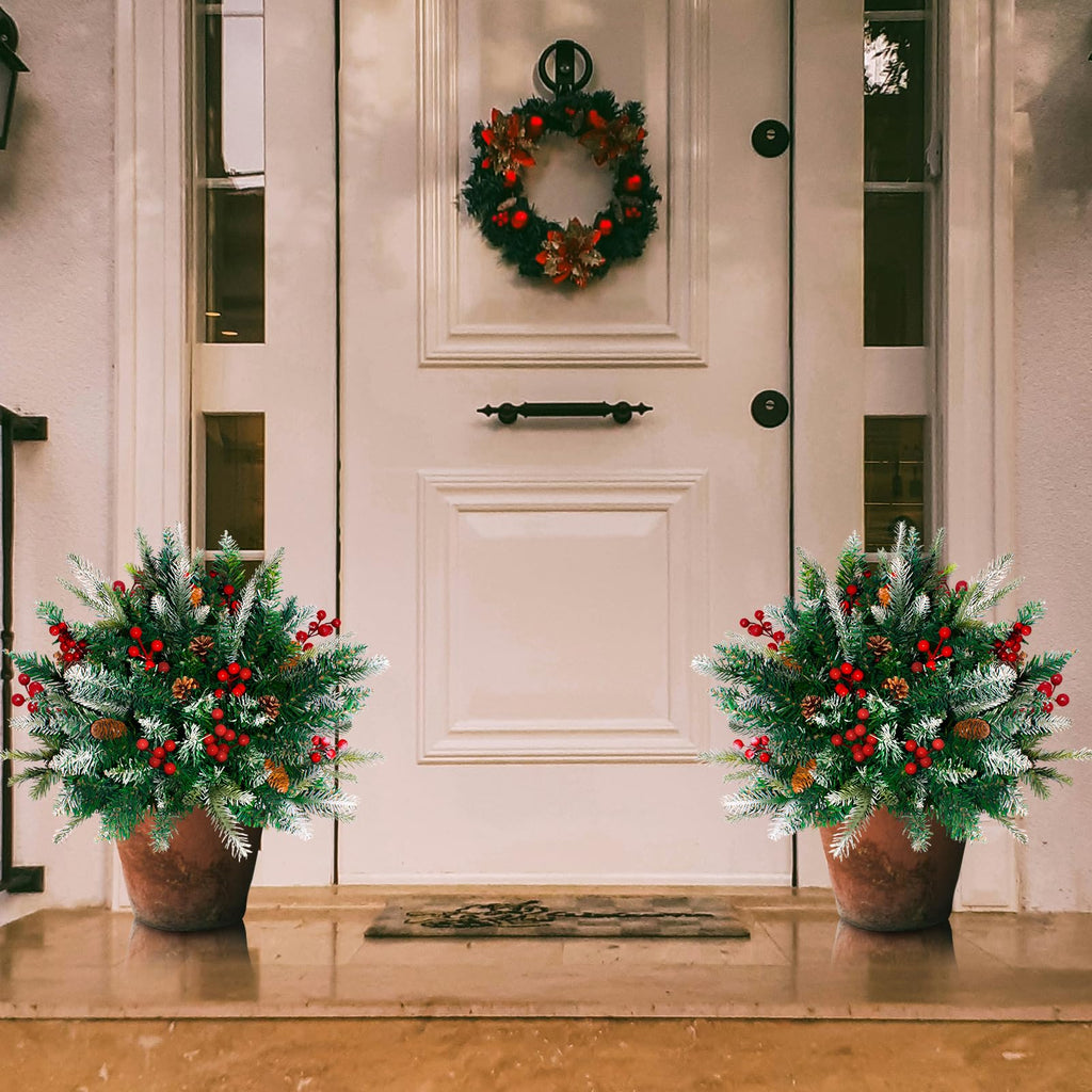 Lighted Christmas Urn Filler, 2 Pack 24 Inch Warm White LED Planter Decor
