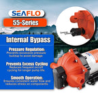 SEAFLO 55 Series 115V AC Automatic Demand Diaphragm Pump – 5.0 GPM, 60 PSI, 5-Chamber Self-Priming Water Pump w/Power Plug for Outlet, RV, Marine & Off-Grid Water Systems, 4-Year Warranty