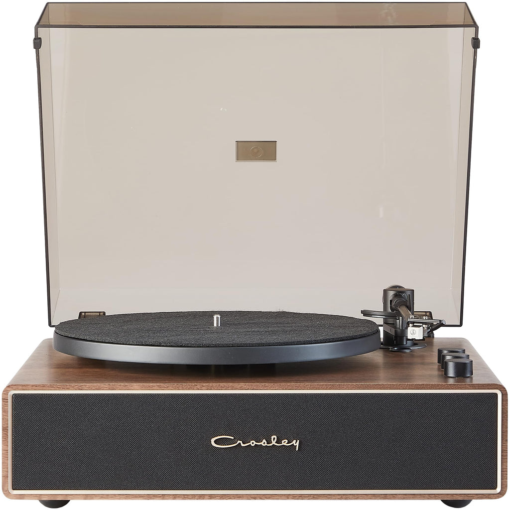Crosley CR6046A-WAGL Stave 2-Speed Bluetooth Record Player Turntable with Built-in Speakers, Walnut