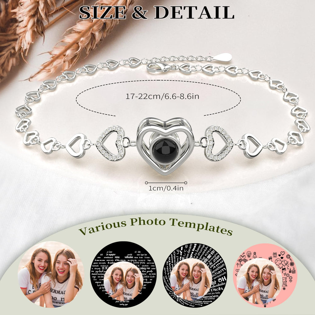 Easycosy Personalized Bracelets with Picture Inside Custom Photo Projection Bracelets Customized Gifts for Women Memorial Gifts for Girlfriend Wife