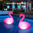 Toodour Floating Pool Lights, 3 Packs Solar Flamingo Pool Lights that Float, Waterproof Glow in The Dark Inflatable Solar Powered Flamingo Lights for Swimming Pool, Party, Garden, Patio, Outdoor Decor