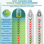 Vegan Whole Food Daily Multivitamin with Iron, Methylated Multivitamin for Women and Men, Made with Fruits & Vegetables, B-Complex, Probiotics, Enzymes, CoQ10, Omegas, Turmeric, Non-GMO, 90 Count