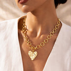 Robaice Chunky Heart Necklace for Women，14K Plated Gold Chain Necklaces