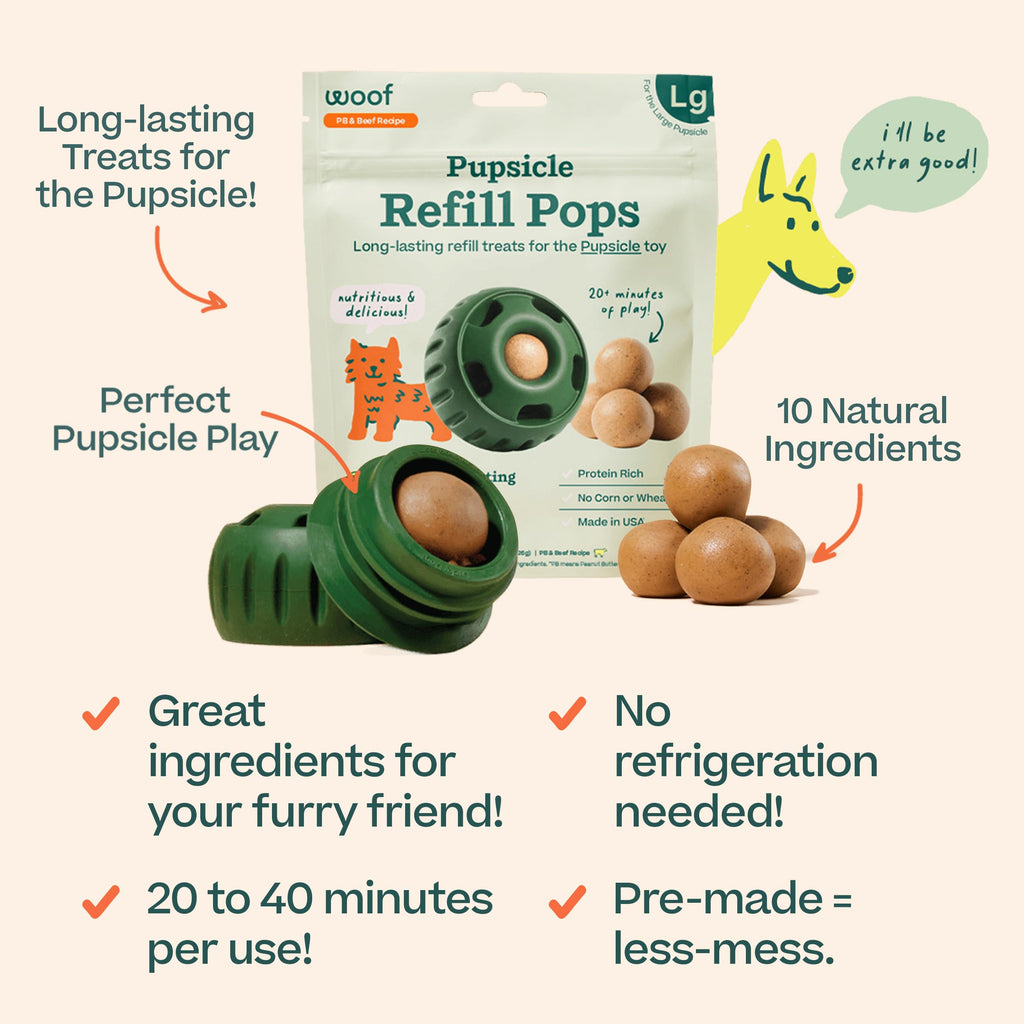 WOOF Pupsicle Peanut Butter & Beef Refill Pops Dog Treats, Large, 2 Pack