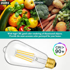 4-Pack Vintage 8W ST64 LED Edison Light Bulbs 100W Equivalent, 1400LM E26 Light Bulbs, 2700K Warm White, Antique Filament LED Bulbs, CRI 90+, Clear Glass, Great Bulb for Home, Bedroom, Non-Dimmable