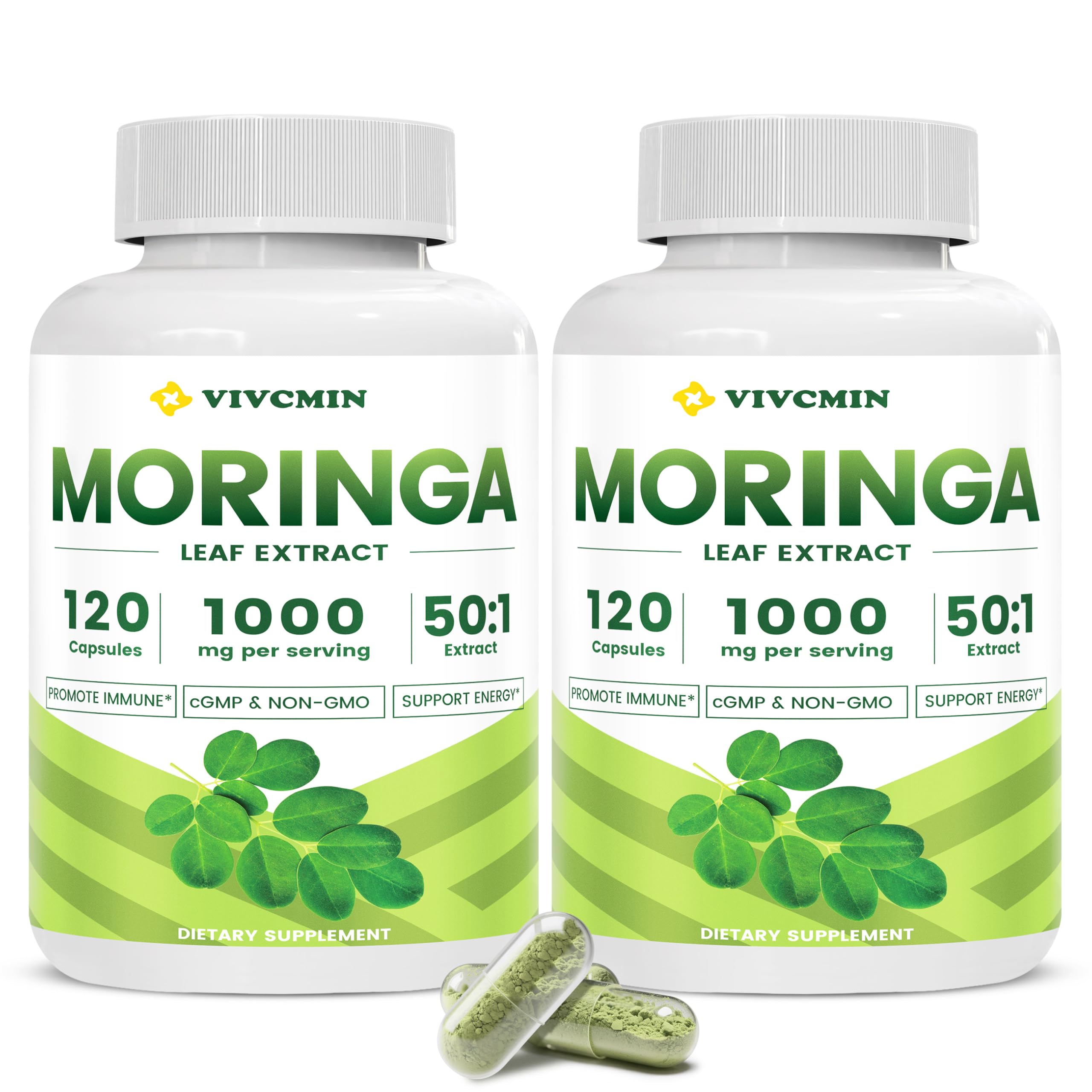 vivcmin 240 Moringa Capsules - Moringa Oleifera Leaf | Moringa Supplement for Energy & Immune Support - 8 Month Supply