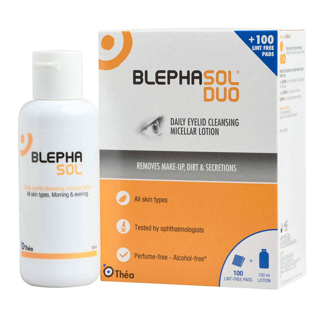 Blephasol Duo 100ml Eyelid Cleansing Micellar Lotion with 100 Cotton Pads for Daily Eyes Care | Preservatives Free | Suitable for Contact Lens Wearers