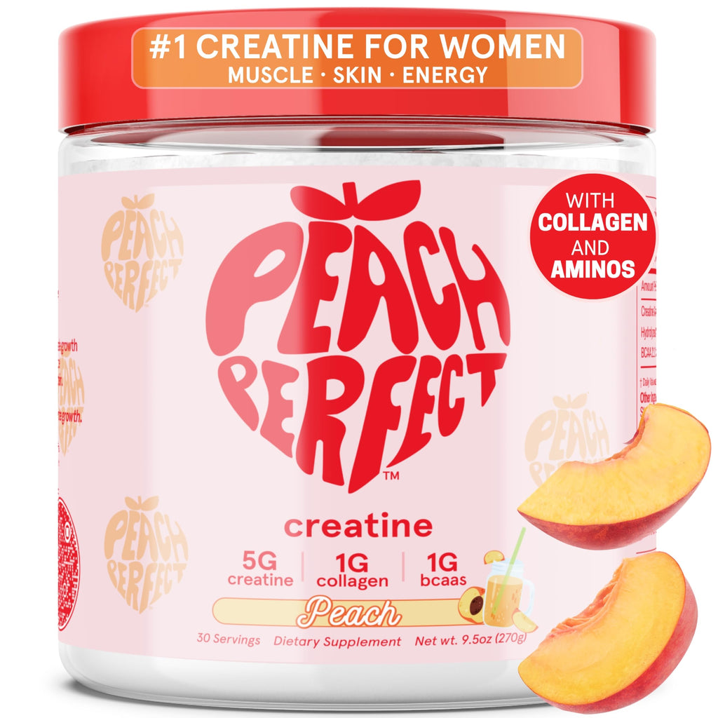 Peach Perfect Creatine Monohydrate Powder, Glute Builder Creatine for Women with Collagen, BCAAs, 5g Vegan Micronized Creatine per Serving, for Energy, Muscle Support, 30 SVG, Peach Flavor