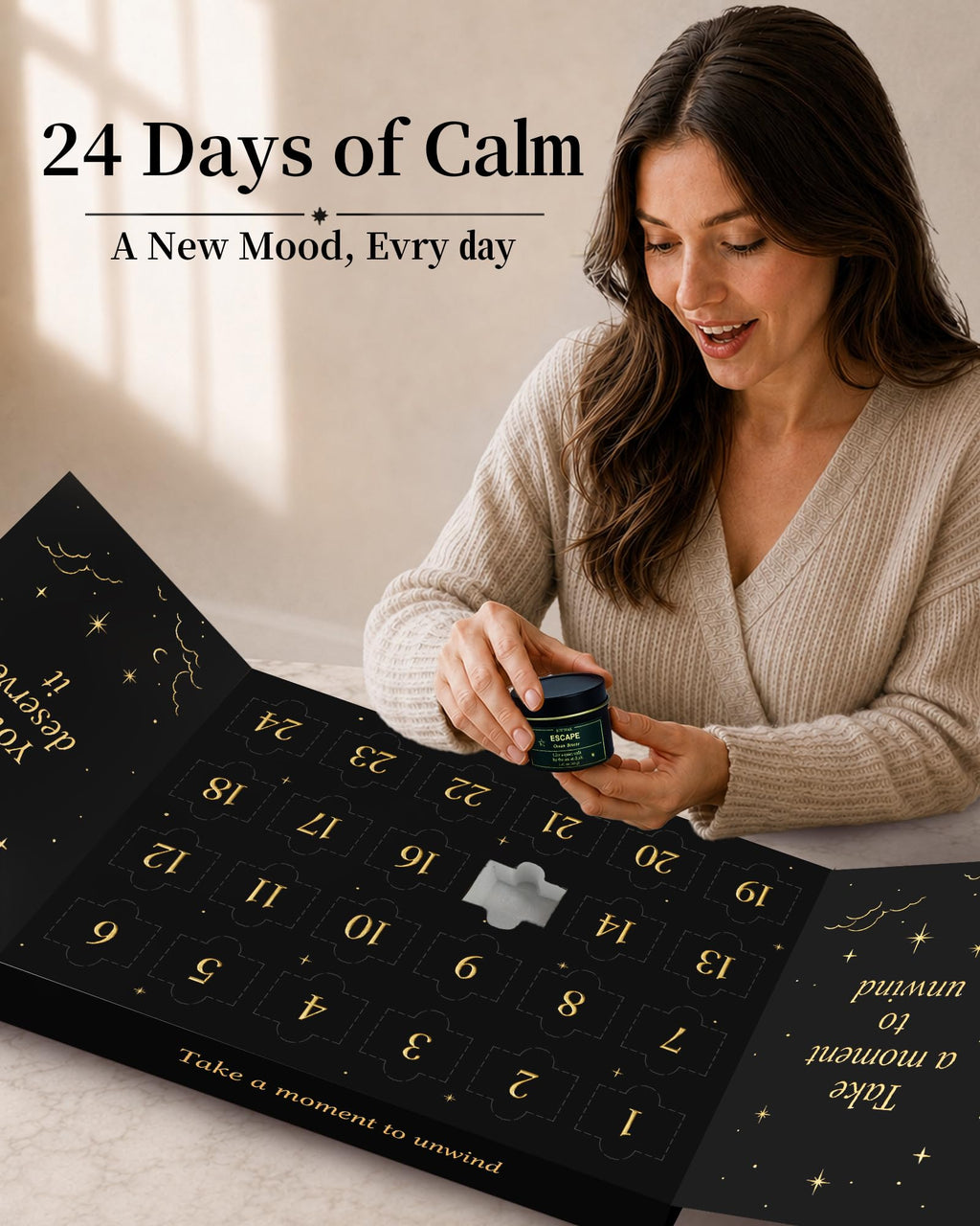 Healing Candle Advent Calendar 2026, 24-Day Christmas Countdown for Women