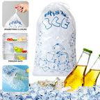 Ice Bags 8 lb with Drawstring, 50 Count Ice Bag for Ice Machine, Heavy-Duty Reusable Ice Cube Bags, Portable Storage and Freezer Keeper