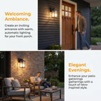 hameso Black Dusk to Dawn Wall Mount Porch Lights, Exterior Light Fixtures