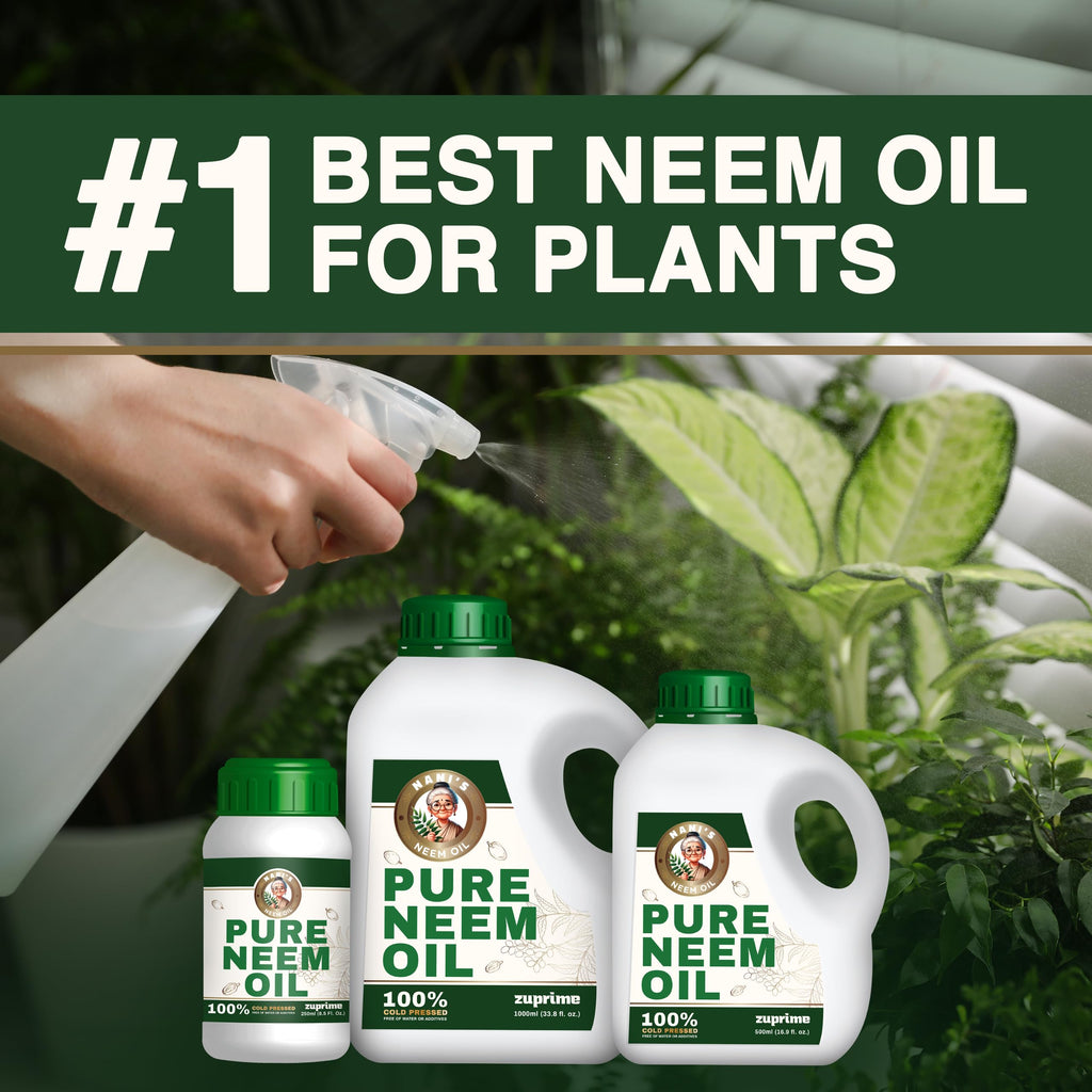 Nani's Pure Neem Oil for Plants Concentrate - Dilute for Use as Organic Neem Oil Spray for Plants, Outdoor & Indoor Use - 100% Cold Pressed - Horticultural Enhanced Plant Health & Shine Need (17 oz)