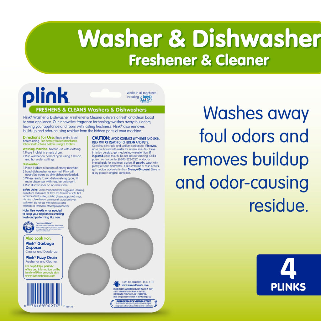 Plink Washer and Dishwasher Freshener Cleaner 4-Pack, 16 Tablets Total, Count