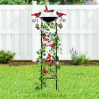 Cardinal Bird Garden Trellis with Wind Chime, Outdoor Yard Decor