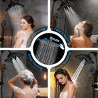 Veken High Pressure Rain Shower Head with Handheld, Square Rainfall Shower Heads with 5-Mode Handheld Spray Combo, Detachable Hand Held Showerhead, Bathroom Decor，Dual Matte Black Regaderas Para