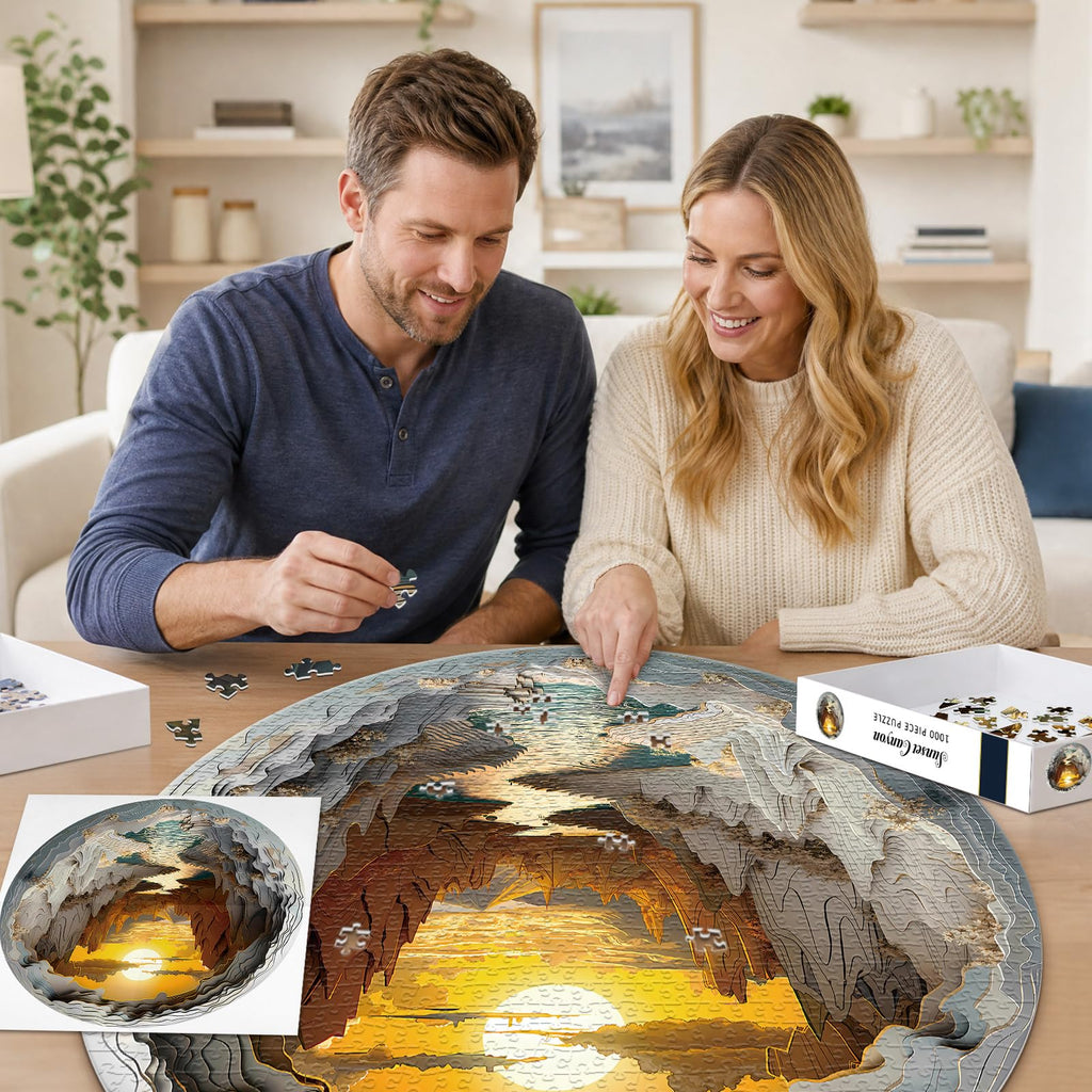 Masseruon Puzzles for Adults 1000 Pieces-Sunset Canyon Round Hard Puzzle