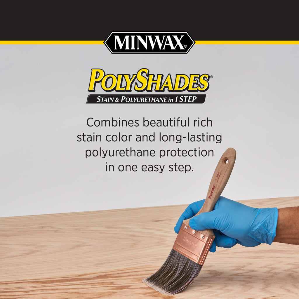 Minwax PolyShades Wood Stain + Polyurethane Finish – ½ Pint, Espresso, Satin, Black