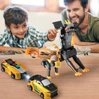 Transforming Dinosaur Toys, 2 in 1 Magnetic Cars Collision Transform into Dino Toys, for Boys Girls Toy Age 2-12, Christmas Birthday Gift (Gold Blue)