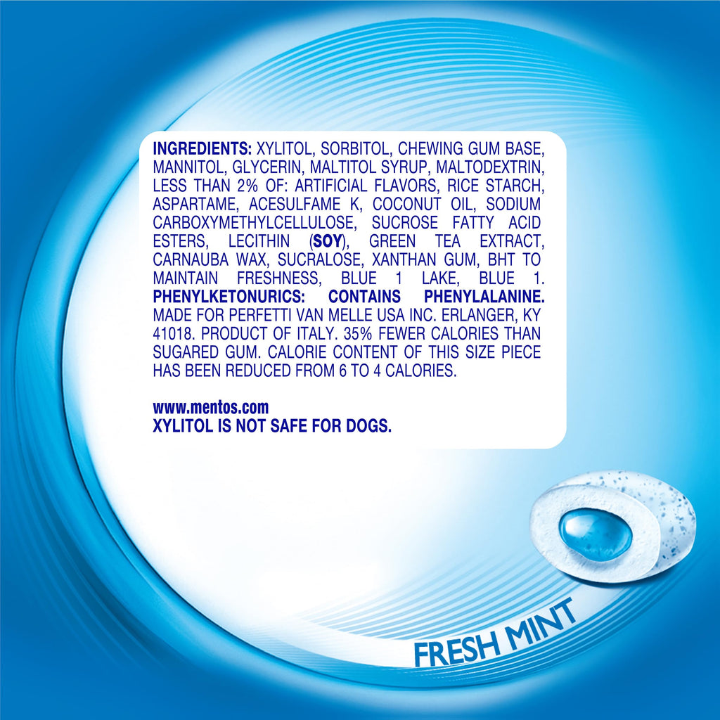 Mentos Pure Fresh Sugar-Free Chewing Gum, Fresh Mint, 50 Count (6 Pack)