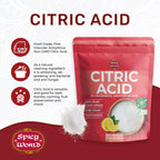 Pure Citric Acid 5 LB Bulk Bag - 100% Natural, Food Grade, Non-GMO - Citric Acid Powder for Cleaning, Bath Bombs, Preserving | Fine Granular | Premium Quality by Spicy World