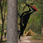 JEWLOVE Woodpecker Metal Yard Decor, Red Head Bird Garden Art