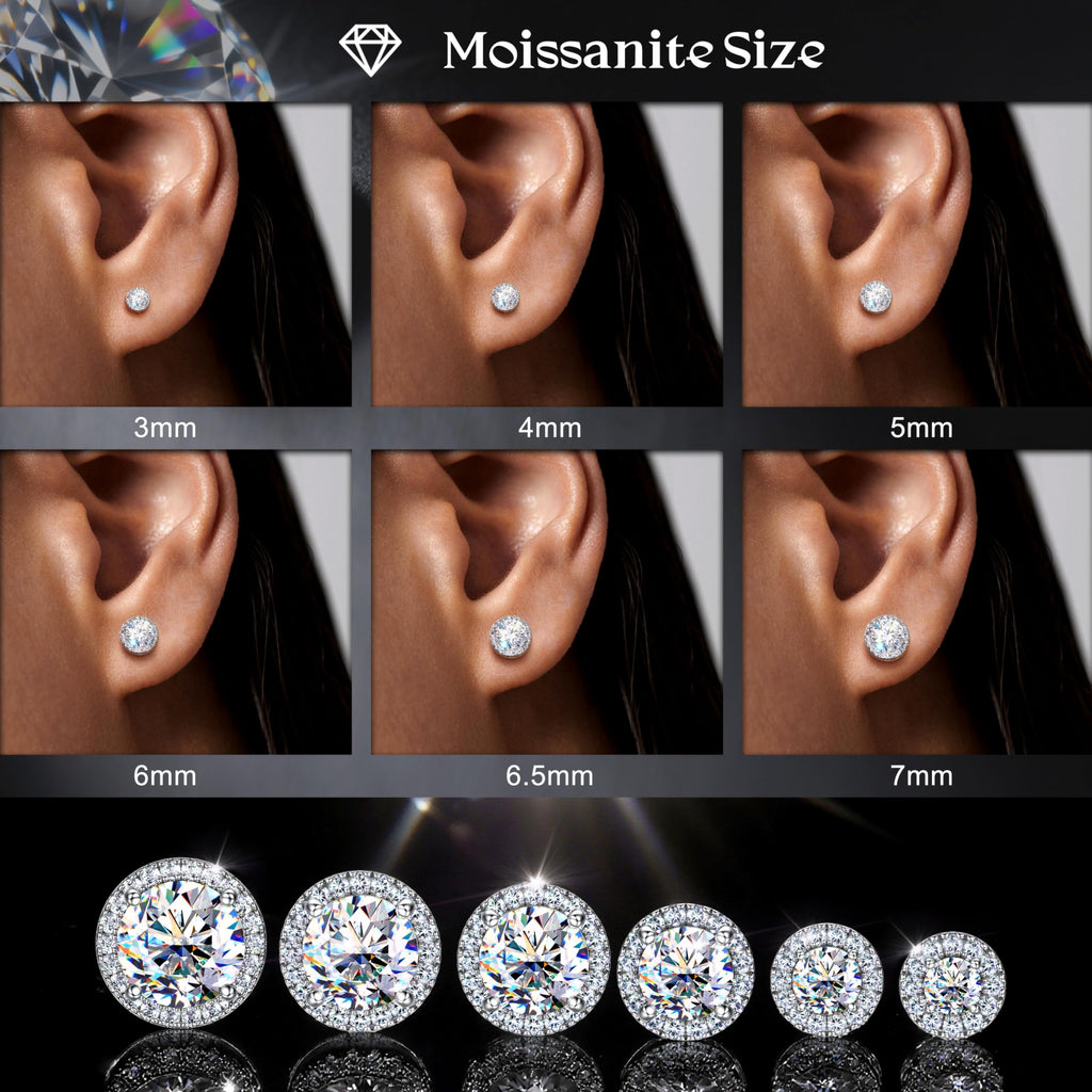 LOLIAS Moissanite Flat Back Stud Earrings for Women Men 925 Sterling Silver