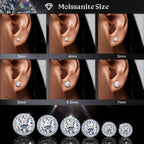 LOLIAS Moissanite Flat Back Stud Earrings for Women Men 925 Sterling Silver