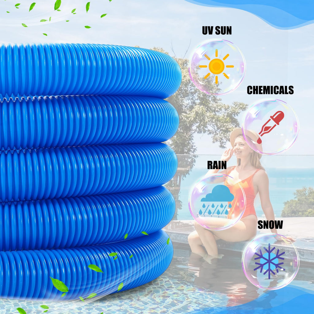 Innconee 3 Pcs Pool Vacuum Kits Include 11.8" Vacuum Head with 47" Adjustable Pole with 1-1/2" x 18ft Long Hoses Flexible Head with Wheels for Above Ground Inground Pond Spa Hot Tub