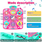Unicorn Dance Mat for Girls, LED Music Pad, 5 Game Modes, Gift for Kids 3+