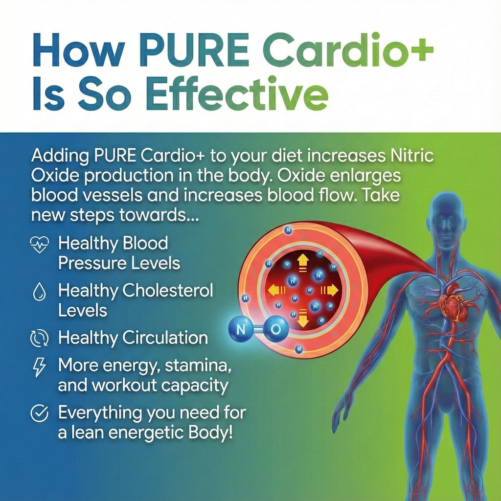 PURE® Cardio+ Nitric Oxide Heart & Circulation Support - 5000mg L-Arginine & 1000mg L-Citrulline - Mixed Berry, 30 Servings Powder, 363 Grams - CoQ10 Beet Root - High Potency Cardiovascular Formula