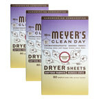 MRS. MEYER'S CLEAN DAY Dryer Sheets, Fabric Softener, Reduces Static, Infused with Essential Oils, Compassion Flower, 80 Count (Pack of 3)