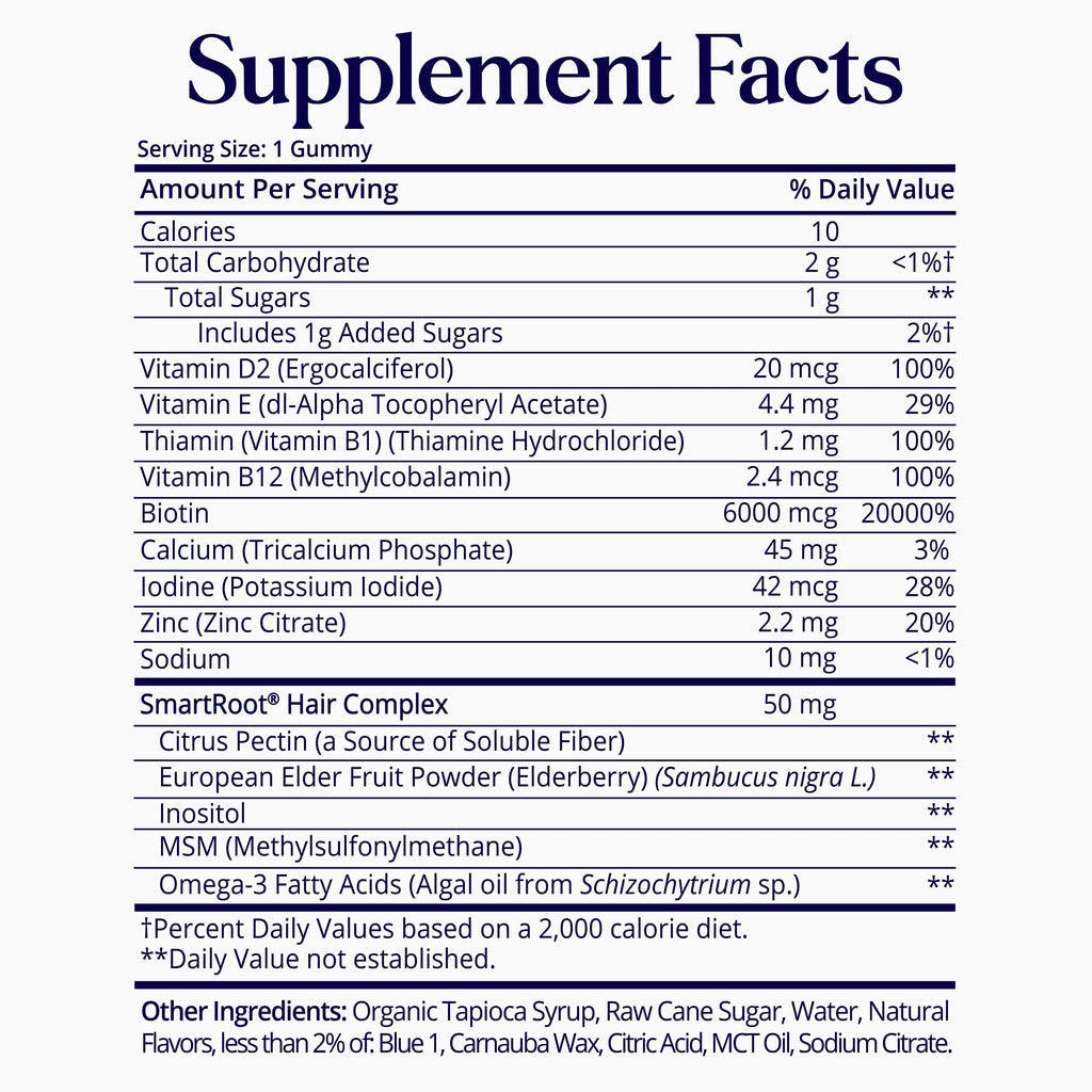 SugarBearPro Hair Vitamin Gummy 1 Month Supply, Extra Strength Biotin 6000mcg for Hair Growth, Vegan Vitamin B12, MSM, Inositol, Omega 3, Elderberry, Certified Kosher, Halal, Cruelty-Free