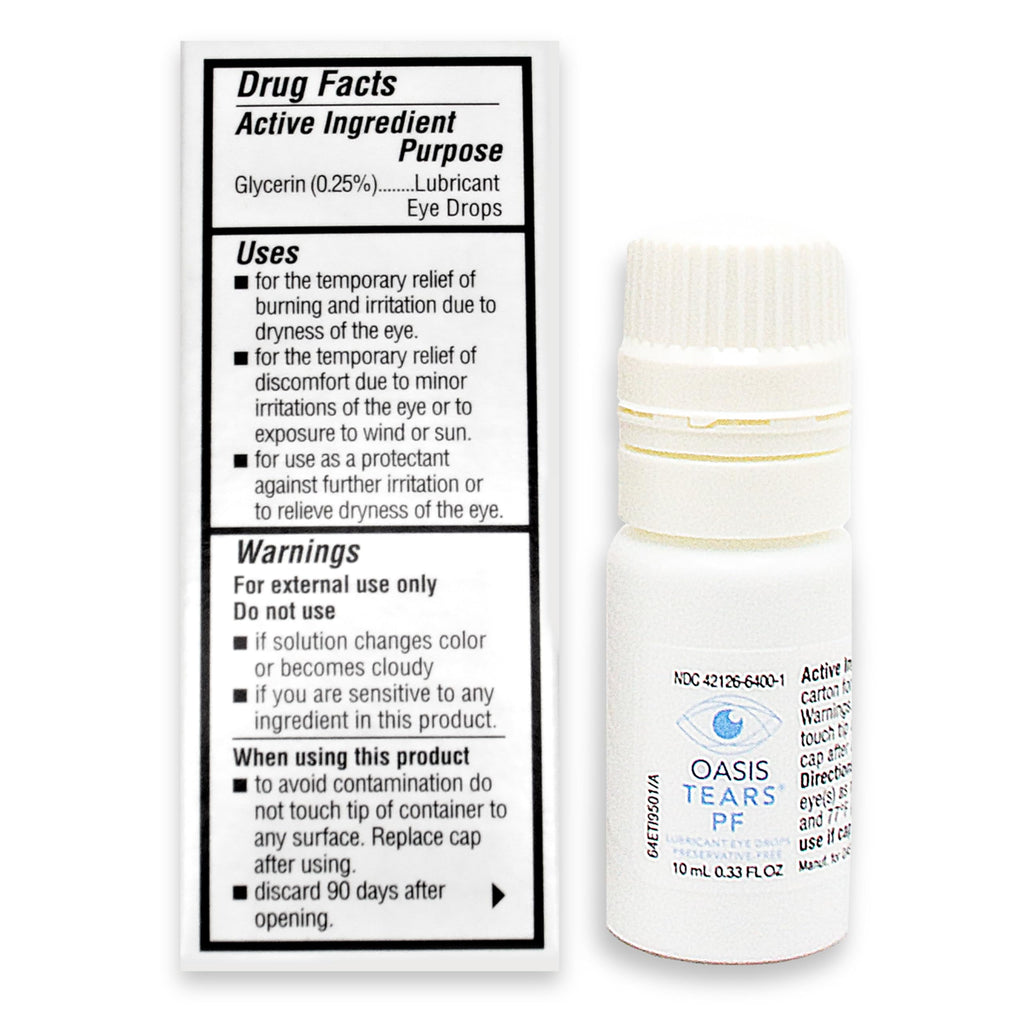 Oasis TEARS OT6400 PF Preservative-Free Lubricant Eye Drops Dry Eye Relief | Artificial Tears | 0.34 FL OZ (10 mL)