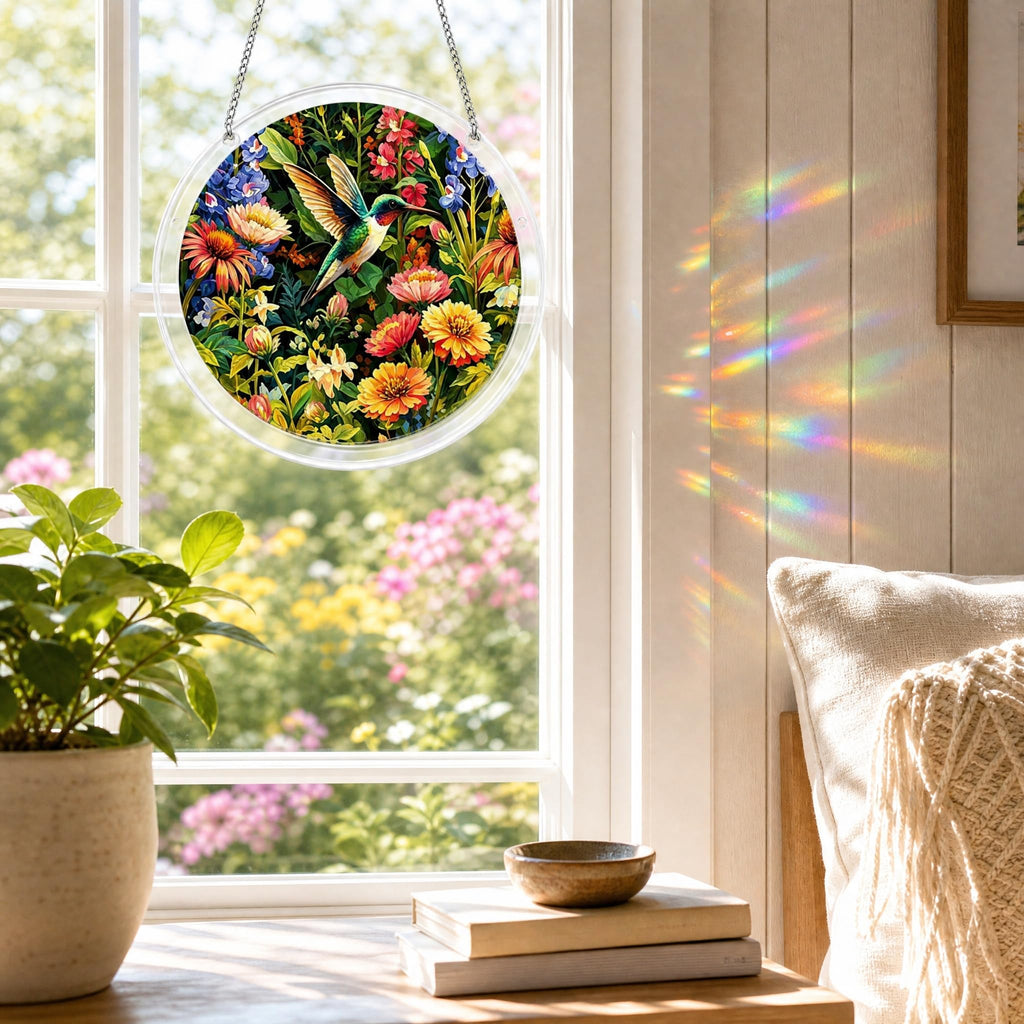 Acrylic Jigsaw Puzzle Suncatcher 7.8'',Stained Glass Suncatcher Home Decor