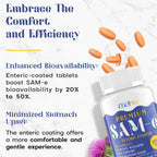 1200 MG SAM e Supplement for Brain, Mood, Joint, and Liver, High Absorption SAM-e (S-Adenosyl-L-Methionine) with CoQ10, 5-HTP, Enteric Coated 120 Tablets, Vegan