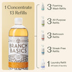 Branch Basics Premium Starter Kit: All Purpose Cleaner, Glass, and Bathroom Cleaner plus our Foaming Wash, and Laundry Bottle (3 Plastic Spray Bottles + Concentrate) Fragrance-Free
