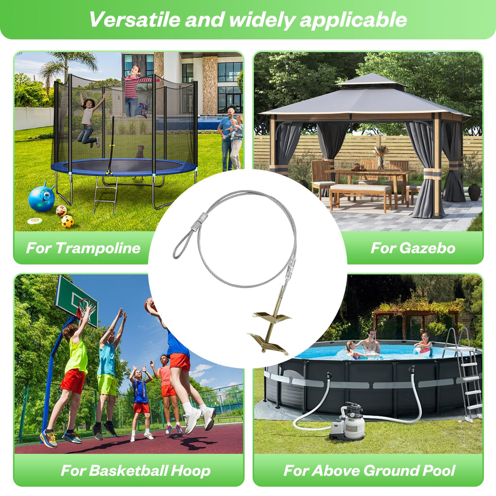 SIHAIAN Earth Anchors Kit with Driving Rod and Hook for SIHAIAN Pool Cover(Soft Surfaces),Suitable for anchoring Basketball Hoop, Pool, Trampoline, gazebos, and Orchards
